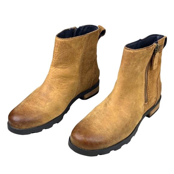 Sorel Women’s Emilie Brown Leather Zip Ankle Bootie Size US 5.5 - Picture 4 of 9